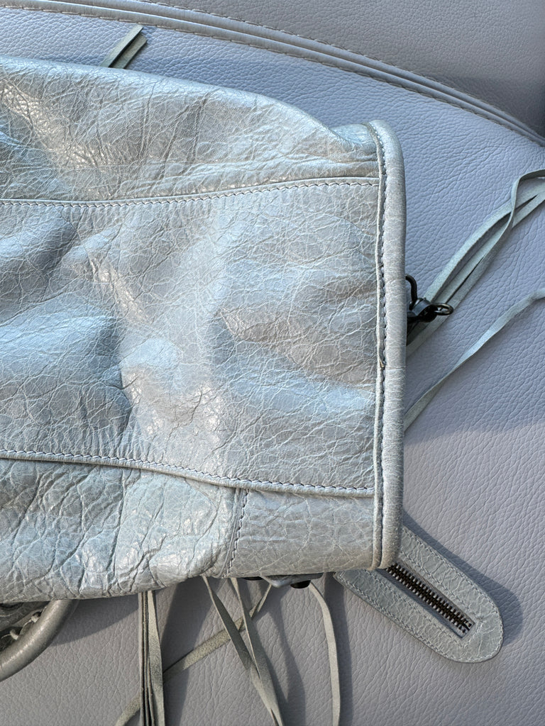 BALENCIAGA Classic City Shoulder Bag in Grey Leather