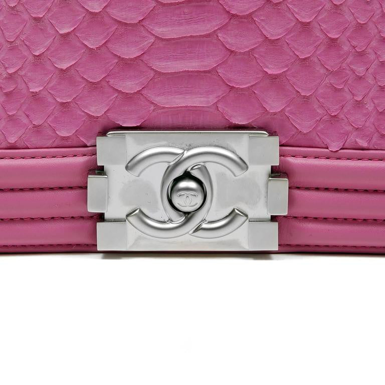 Chanel Medium Fuchsia Pink Python Boy Bag