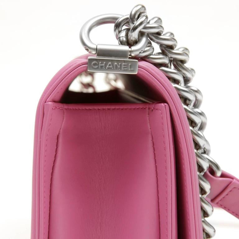 Chanel Medium Fuchsia Pink Python Boy Bag