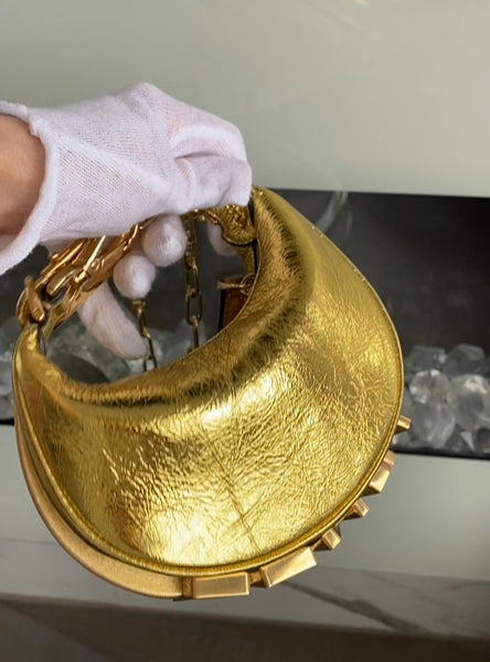 Nano Fendigraphy Gold Hobo Bag with Chain – AceConsign.com