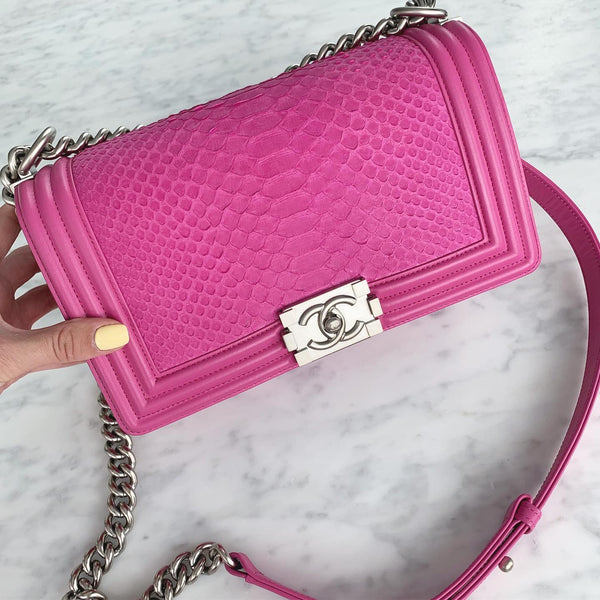 Chanel Medium Fuchsia Pink Python Boy Bag – AceConsign.com
