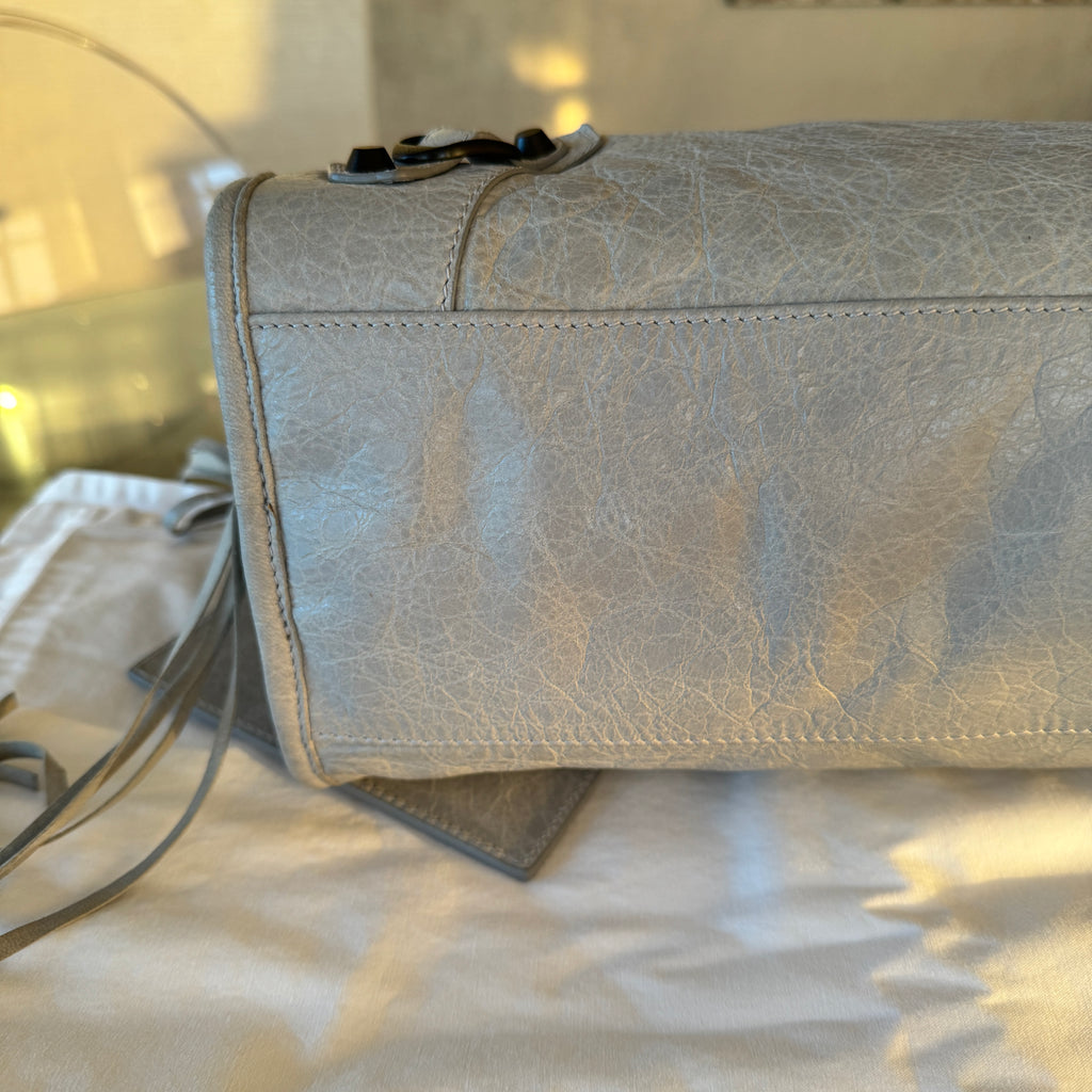 BALENCIAGA Classic City Shoulder Bag in Grey Leather