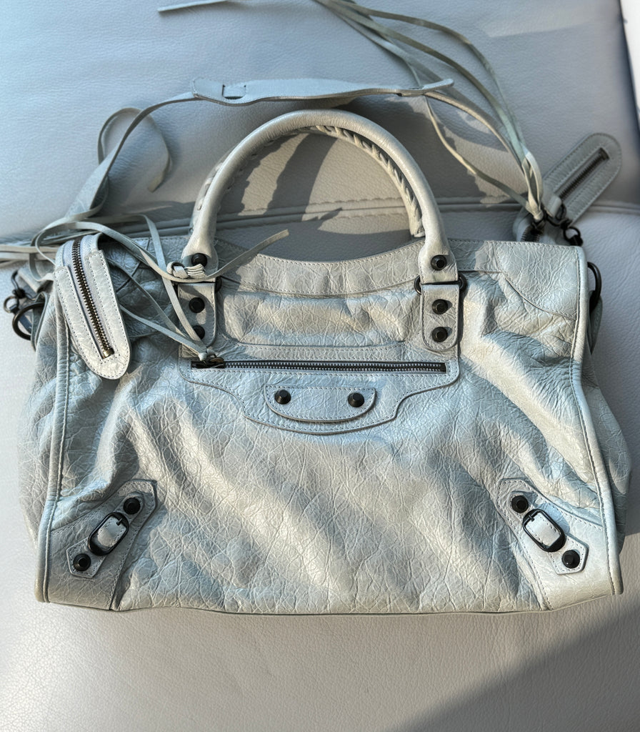 BALENCIAGA Classic City Shoulder Bag in Grey Leather