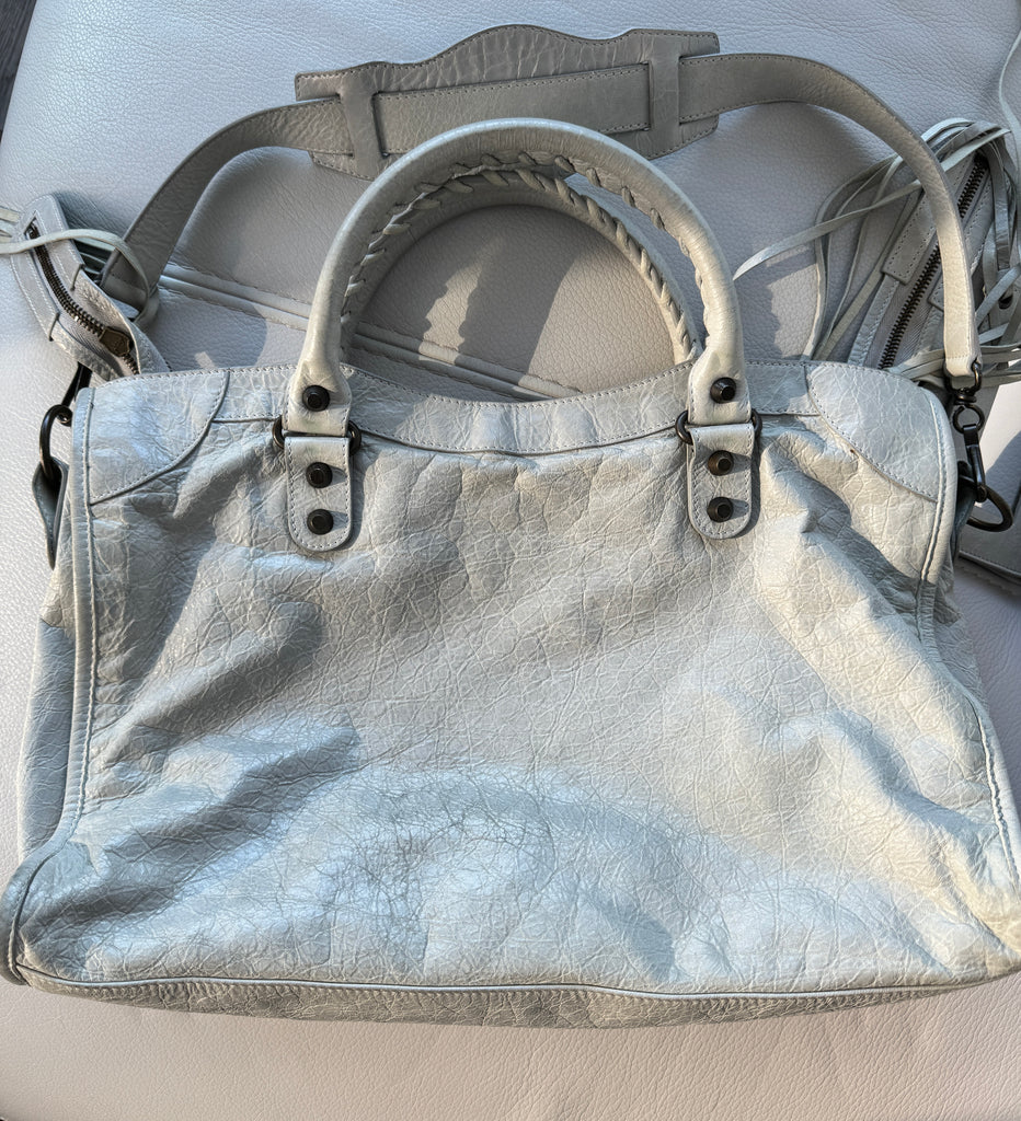 BALENCIAGA Classic City Shoulder Bag in Grey Leather