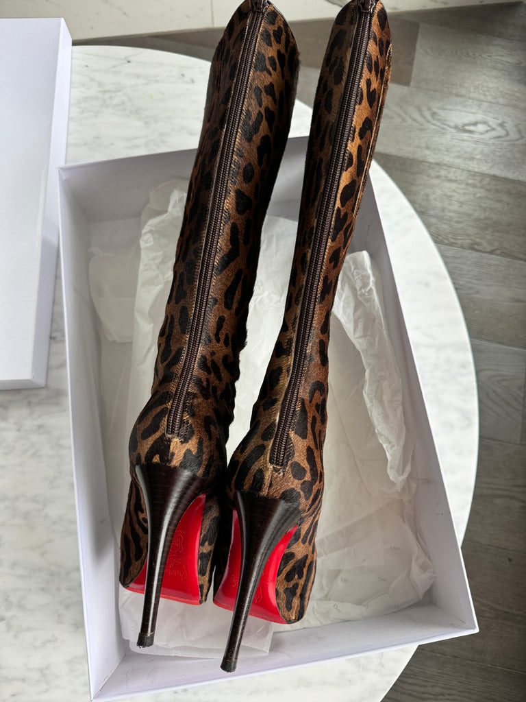 Christian Louboutin pony hair leather boots, size 36.5