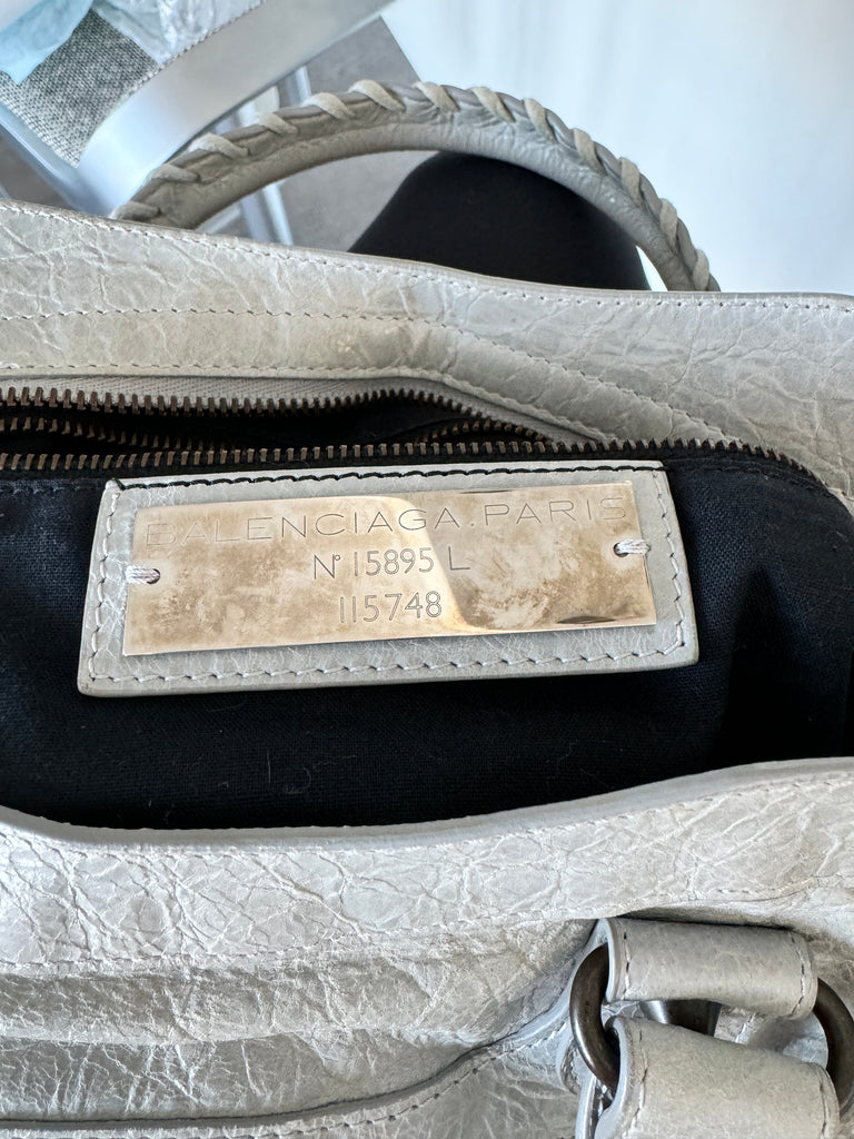 BALENCIAGA Classic City Shoulder Bag in Grey Leather