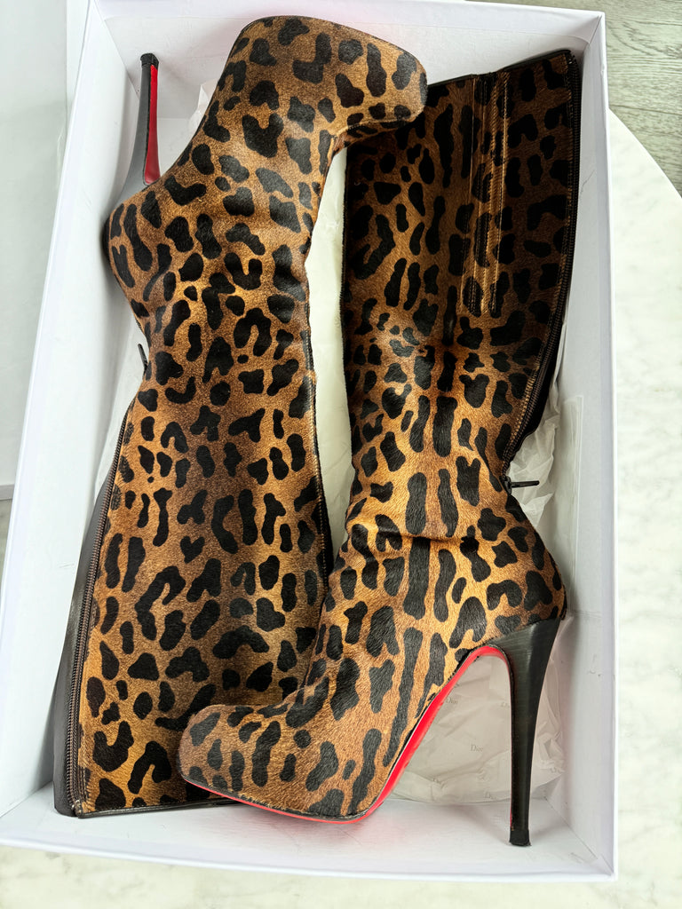 Christian Louboutin pony hair leather boots, size 36.5