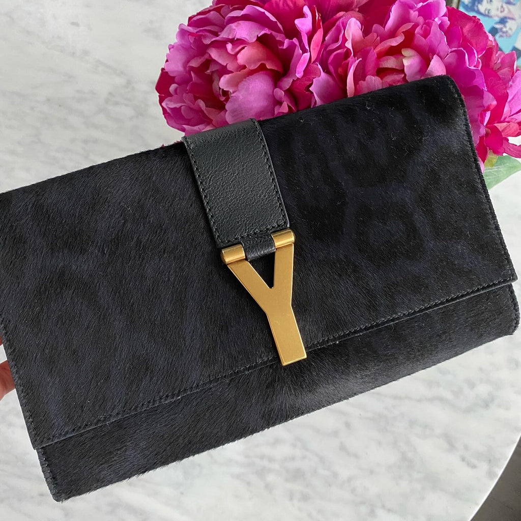 Saint Laurent Chyc Ligne Leather Clutch Bag