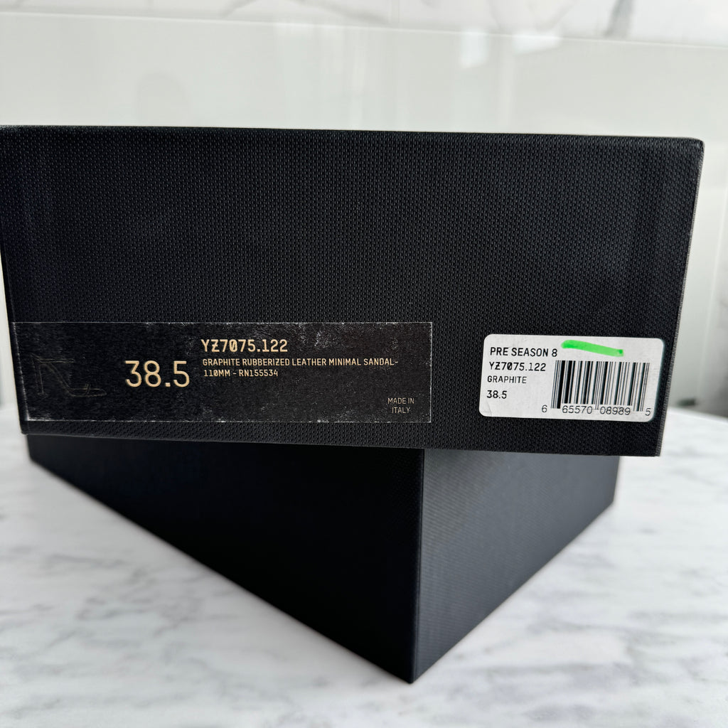 Yeezy Season 8 rubberized leather minimal sandals, size 38.5