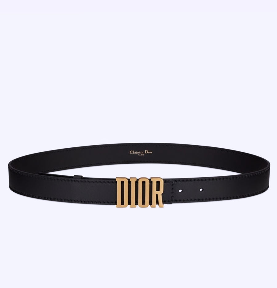 DIOR Black Leather D-Fence Buckle Belt, 75 cm