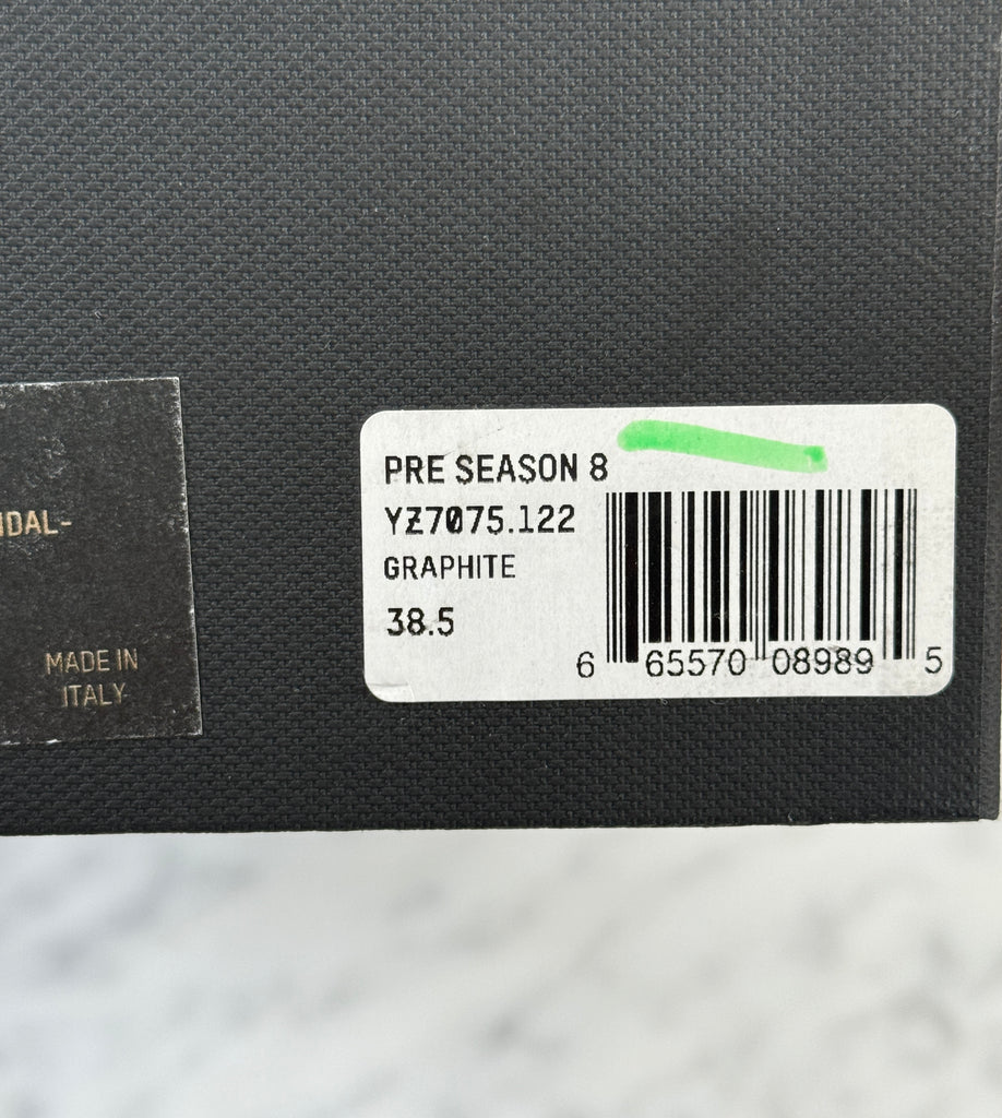 Yeezy Season 8 rubberized leather minimal sandals, size 38.5