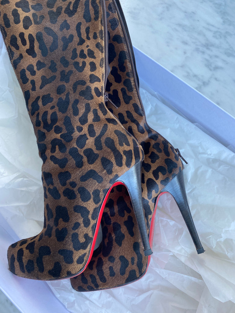 Christian Louboutin pony hair leather boots, size 36.5