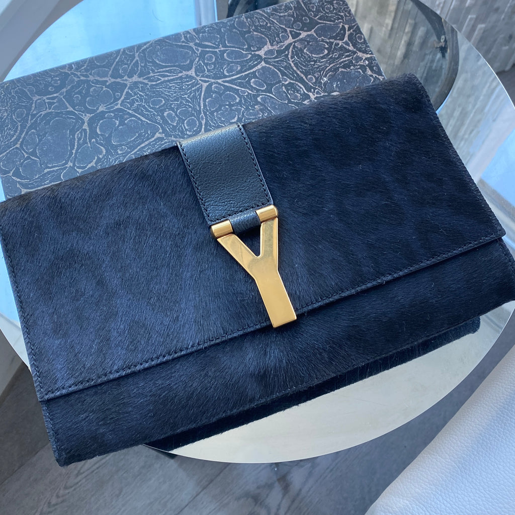 Saint Laurent Chyc Ligne Leather Clutch Bag