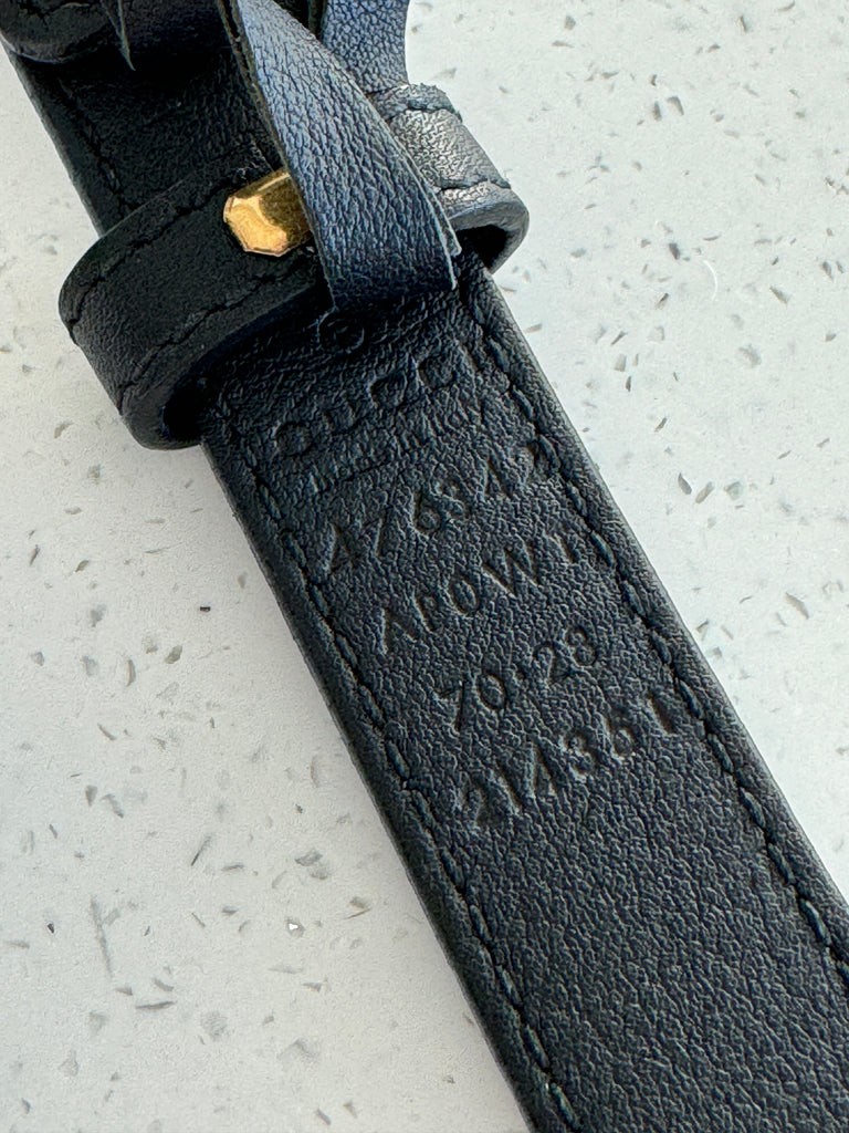 GUCCI LEATHER BELT WITH PEARL DOUBLE G BUCKLE