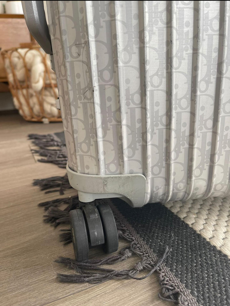 Dior and RIMOWA Carry-on Luggage in Silver Dior Oblique Aluminum