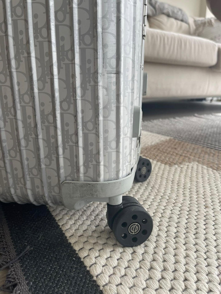 Dior and RIMOWA Carry-on Luggage in Silver Dior Oblique Aluminum