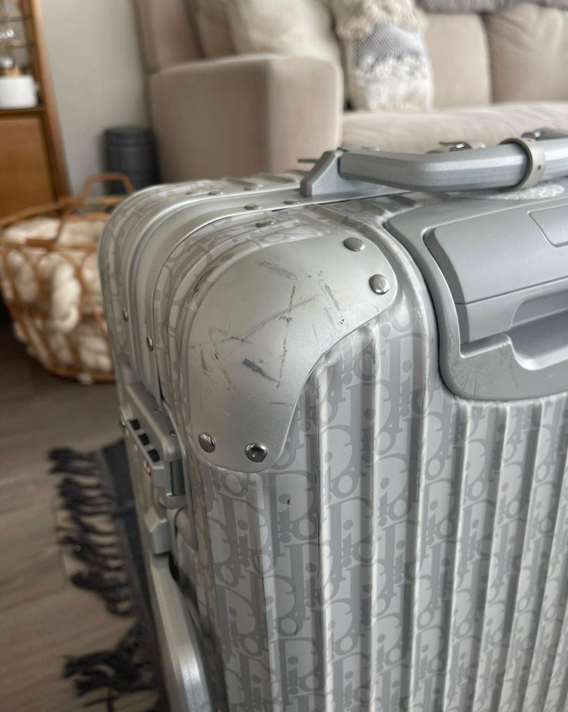 Dior and RIMOWA Carry-on Luggage in Silver Dior Oblique Aluminum