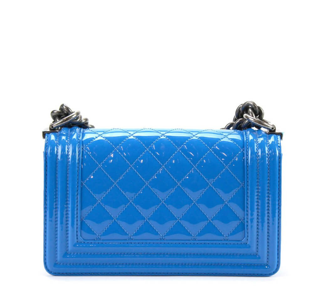 Chanel Small Quilted Flap in Electric Blue Patent Boy Bag