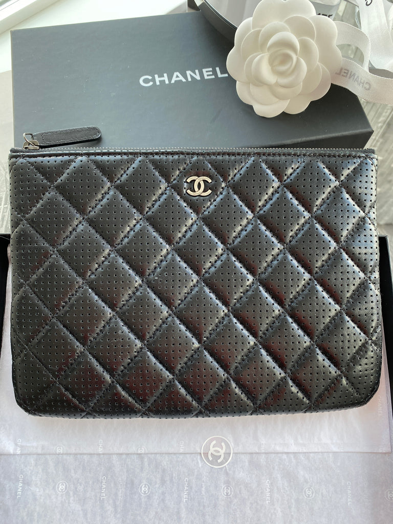 CHANEL Classic Pouch in Perforated Lambskin