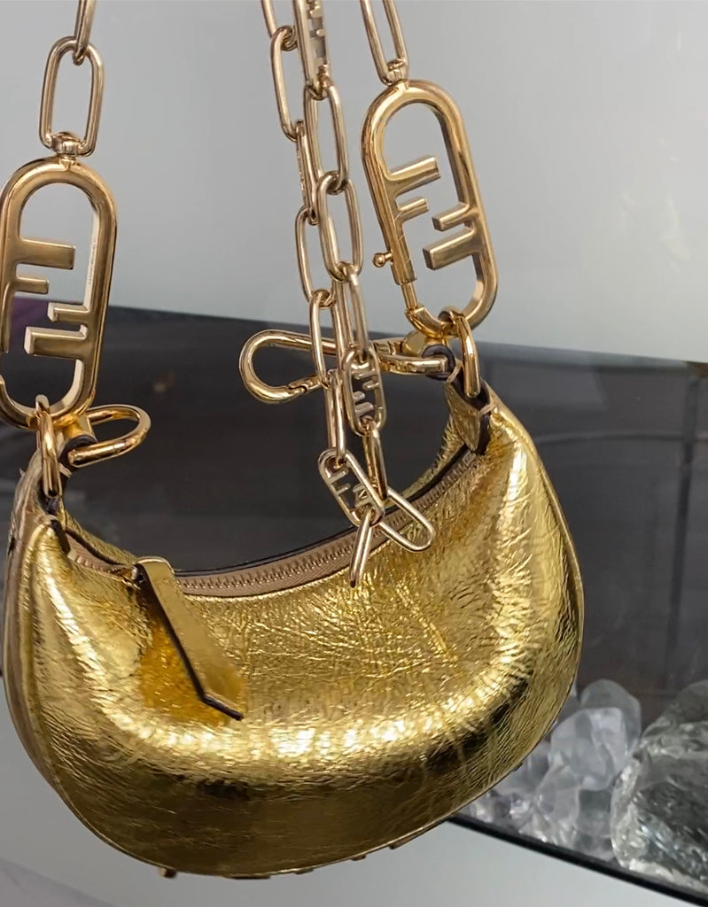 Nano Fendigraphy Gold Hobo Bag with Chain