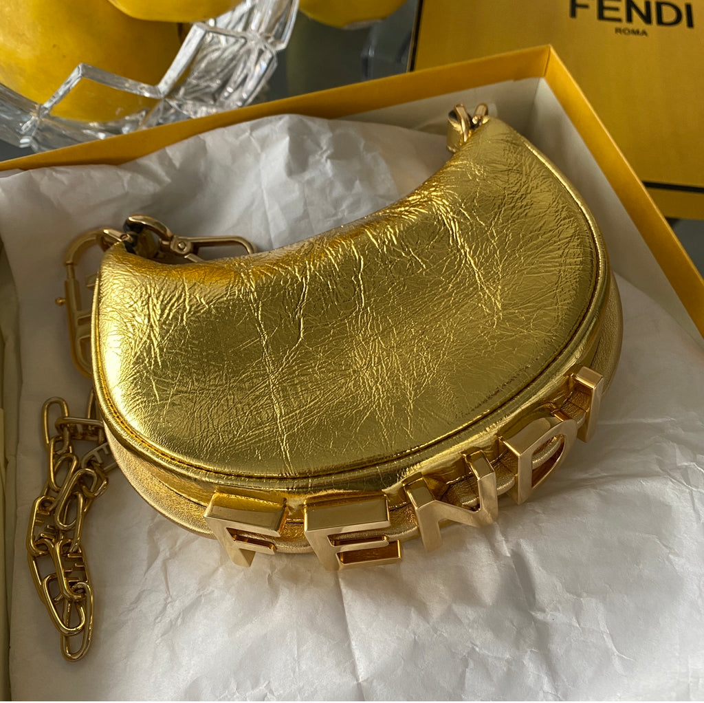 Nano Fendigraphy Gold Hobo Bag with Chain