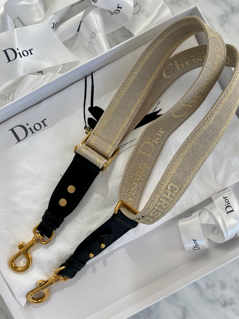 Adjustable Shoulder Strap with Ring Blue 'CHRISTIAN DIOR PARIS' Embroidery