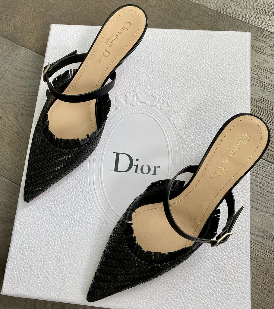 Christian Dior pointed-toe slingback pumps, Size 37.5