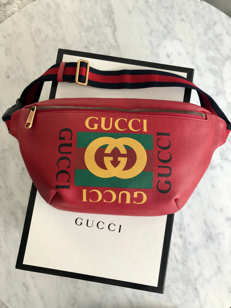 GUCCI Print Leather Belt Bag