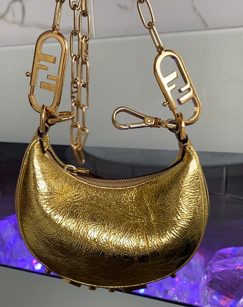 Nano Fendigraphy Gold Hobo Bag with Chain