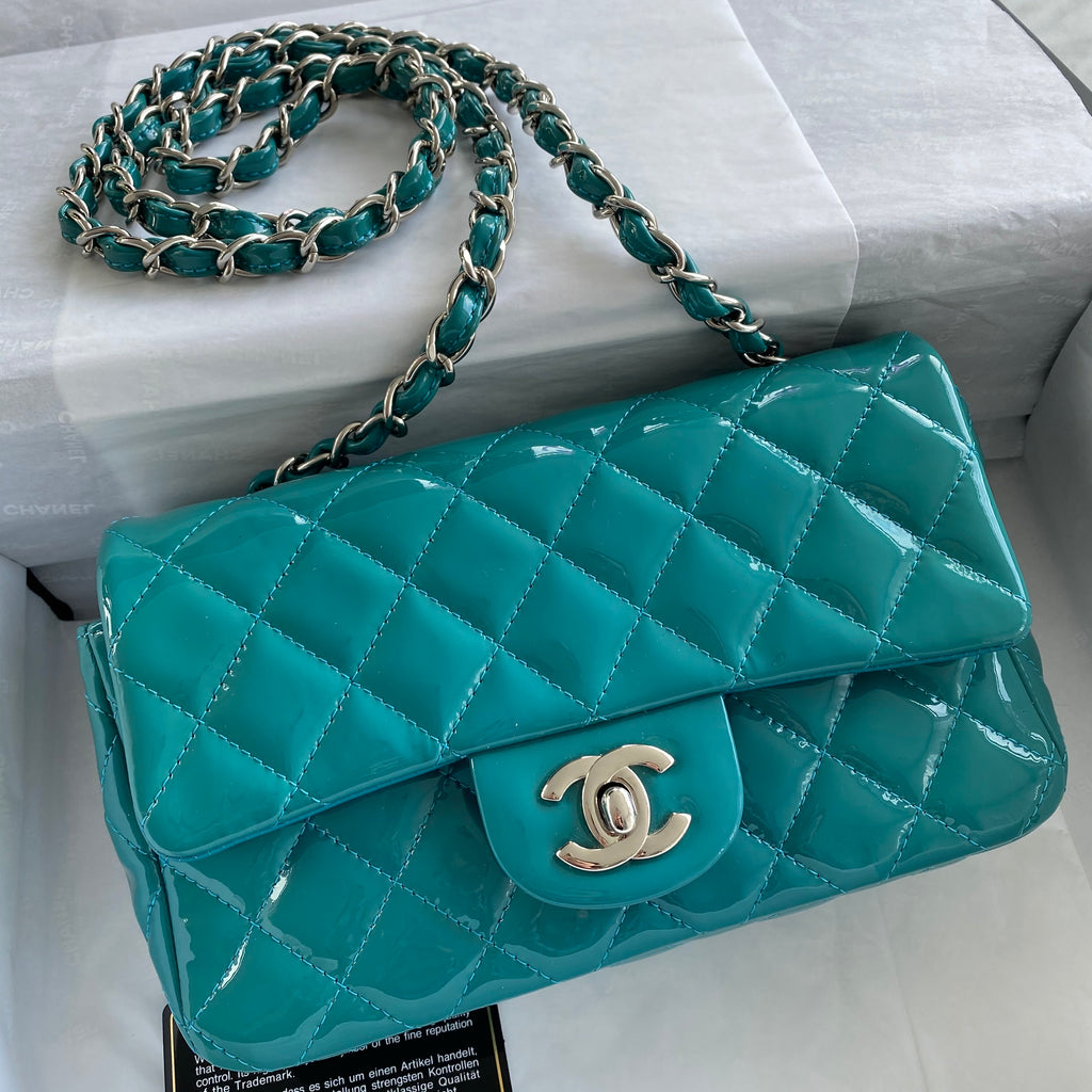 Chanel Mini Flap Bag in Turquoise Patent Leather