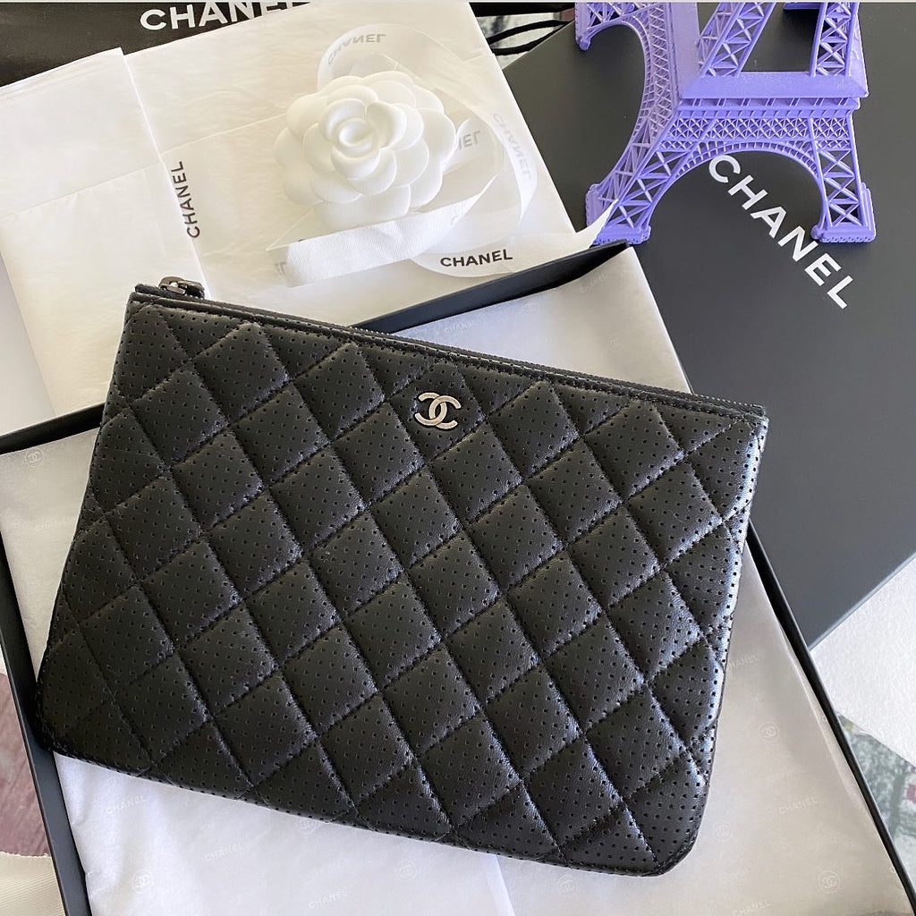 CHANEL Classic Pouch in Perforated Lambskin