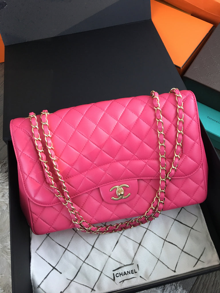 Chanel Jumbo Classic Double Flap Bag Fuchsia Pink Lambskin
