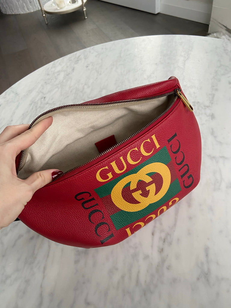 GUCCI Print Leather Belt Bag