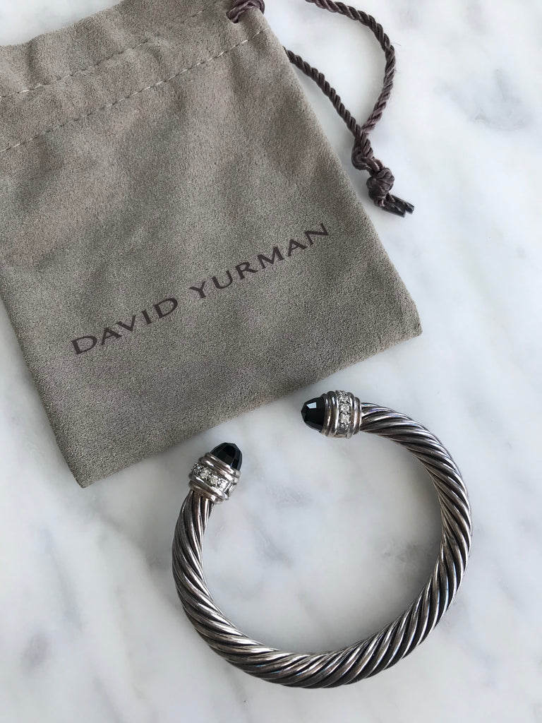 David Yurman Onyx Diamond Bracelet Size S