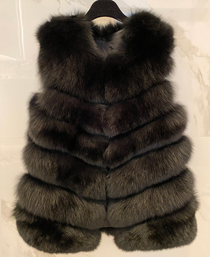 Fox Fur Vest, Black