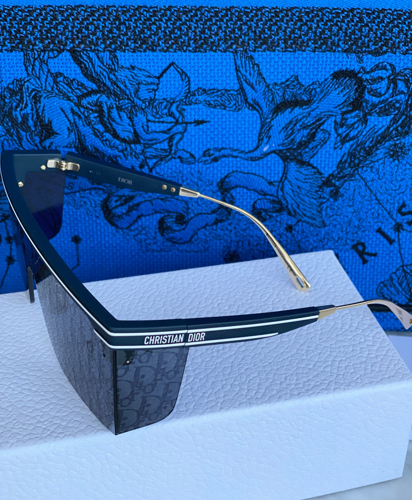 DIOR Blue Oblique Mask Sunglasses