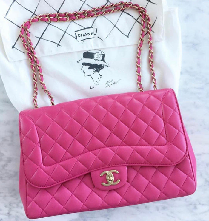 Chanel Classic Fuchsia Jumbo Lambskin Flap Bag