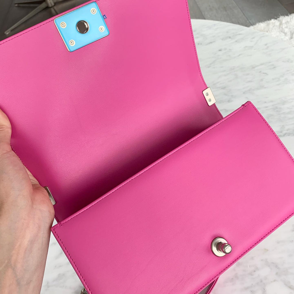 Chanel Medium Fuchsia Pink Python Boy Bag