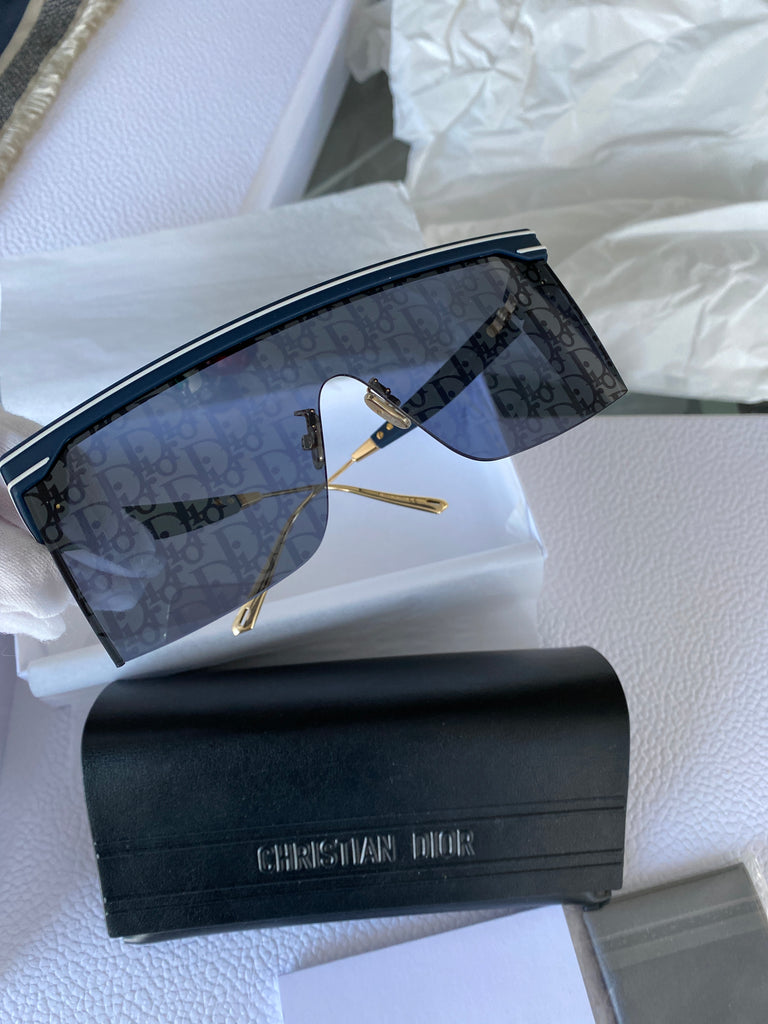 DIOR Blue Oblique Mask Sunglasses