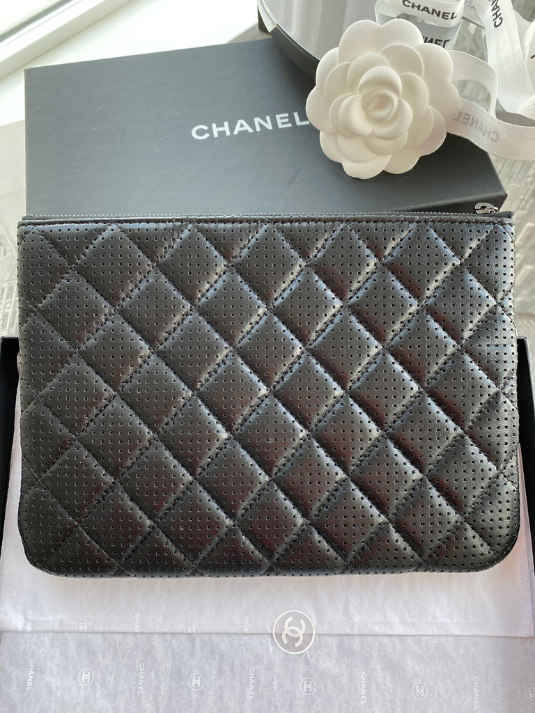 CHANEL Classic Pouch in Perforated Lambskin