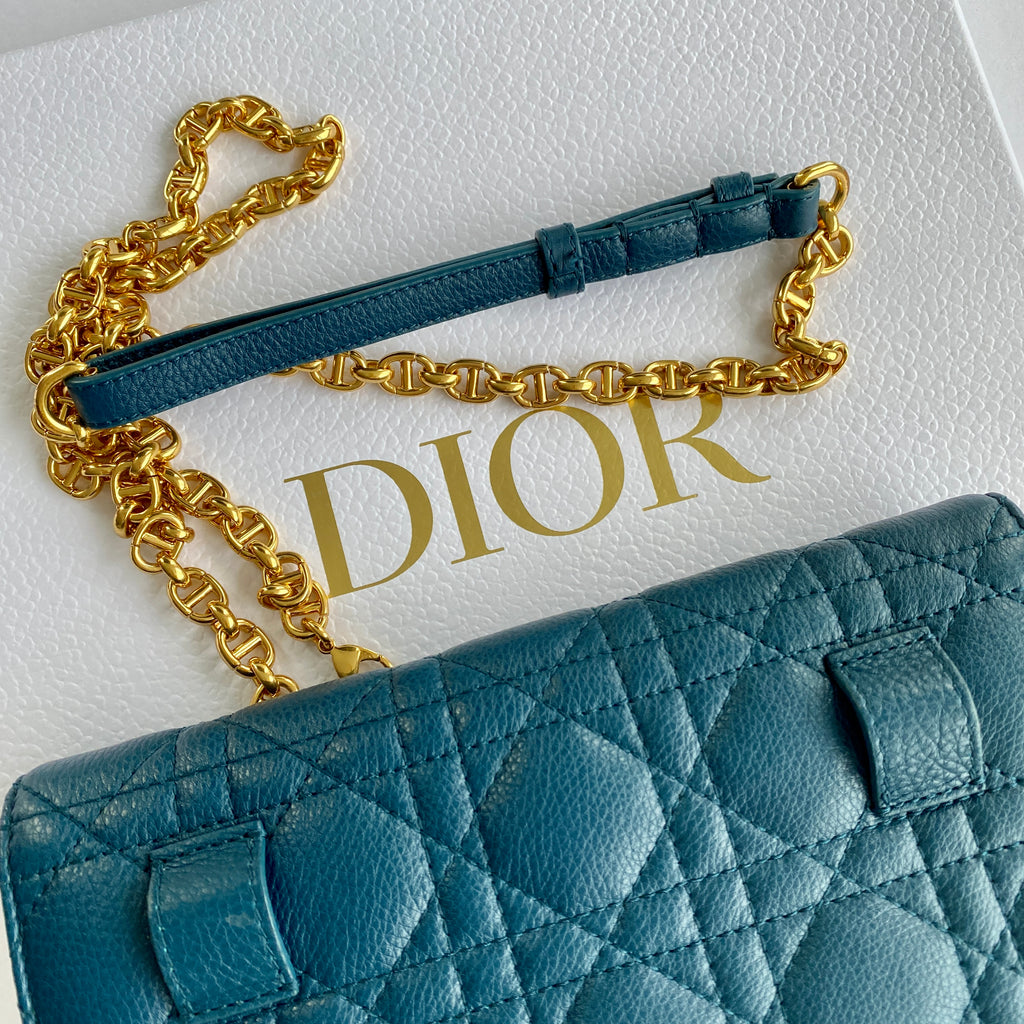 DIOR CARO BELT POUCH WITH CHAIN