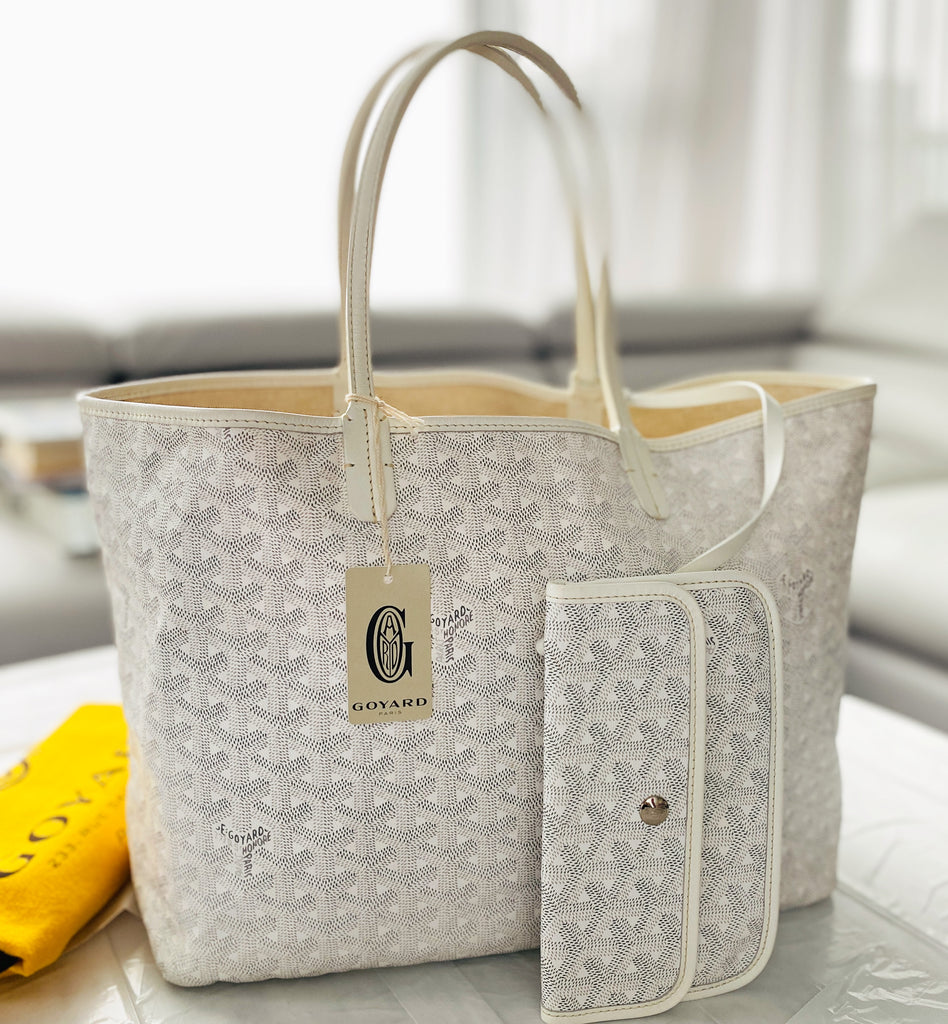 goyard saint louis small tote bag grey canvas grey leather, with dust